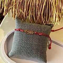 Gümüş Kırmızı İp Bileklik